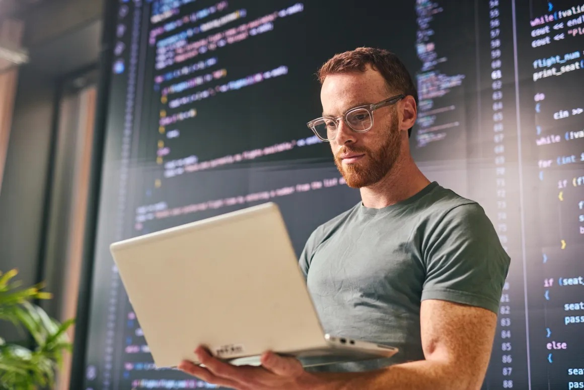 Business owner working on a laptop